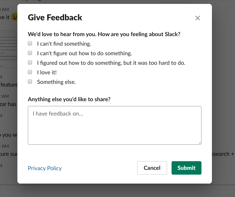 slack feature surveys