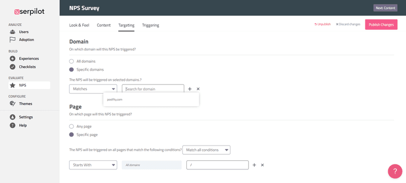 targeting microsurveys userpilot