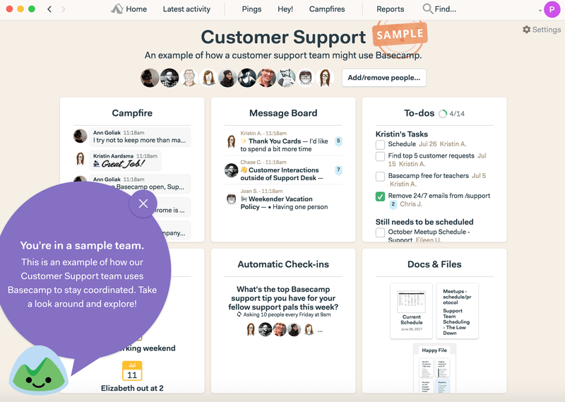 Basecamp's sample data to play with