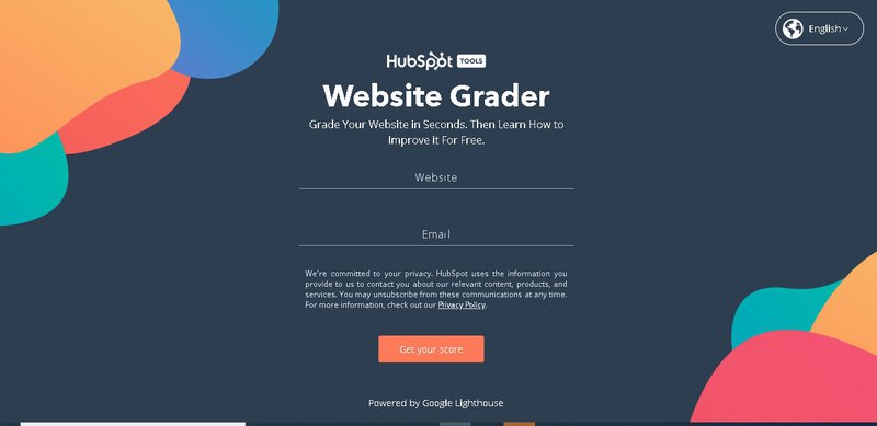 Hubspot's Website Grader tool