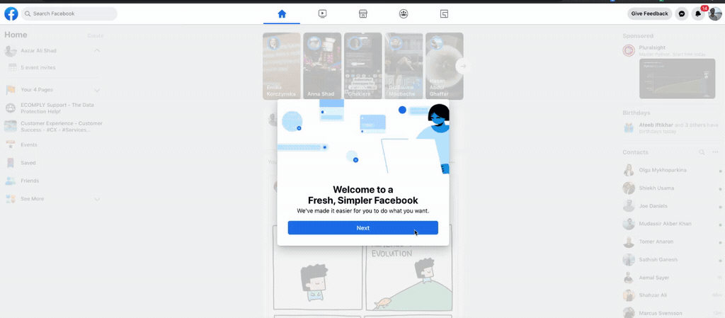 Facebook modal