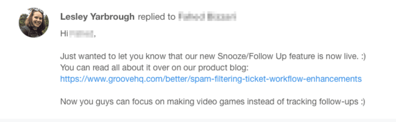 Groove tells users about new feature with personal emails