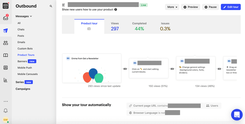 intercom product tour