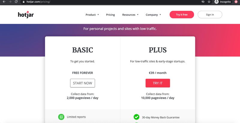 hotjar pricing 2