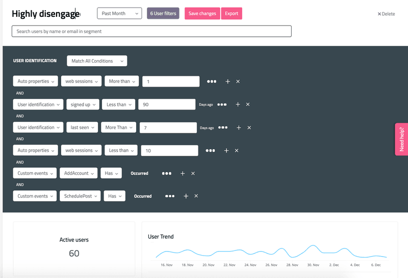 Userpilot disengaged user segmentation