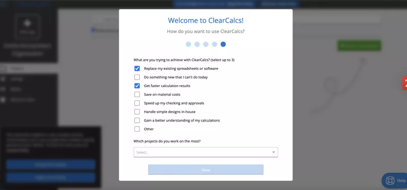 ClearCalcs welcome survey