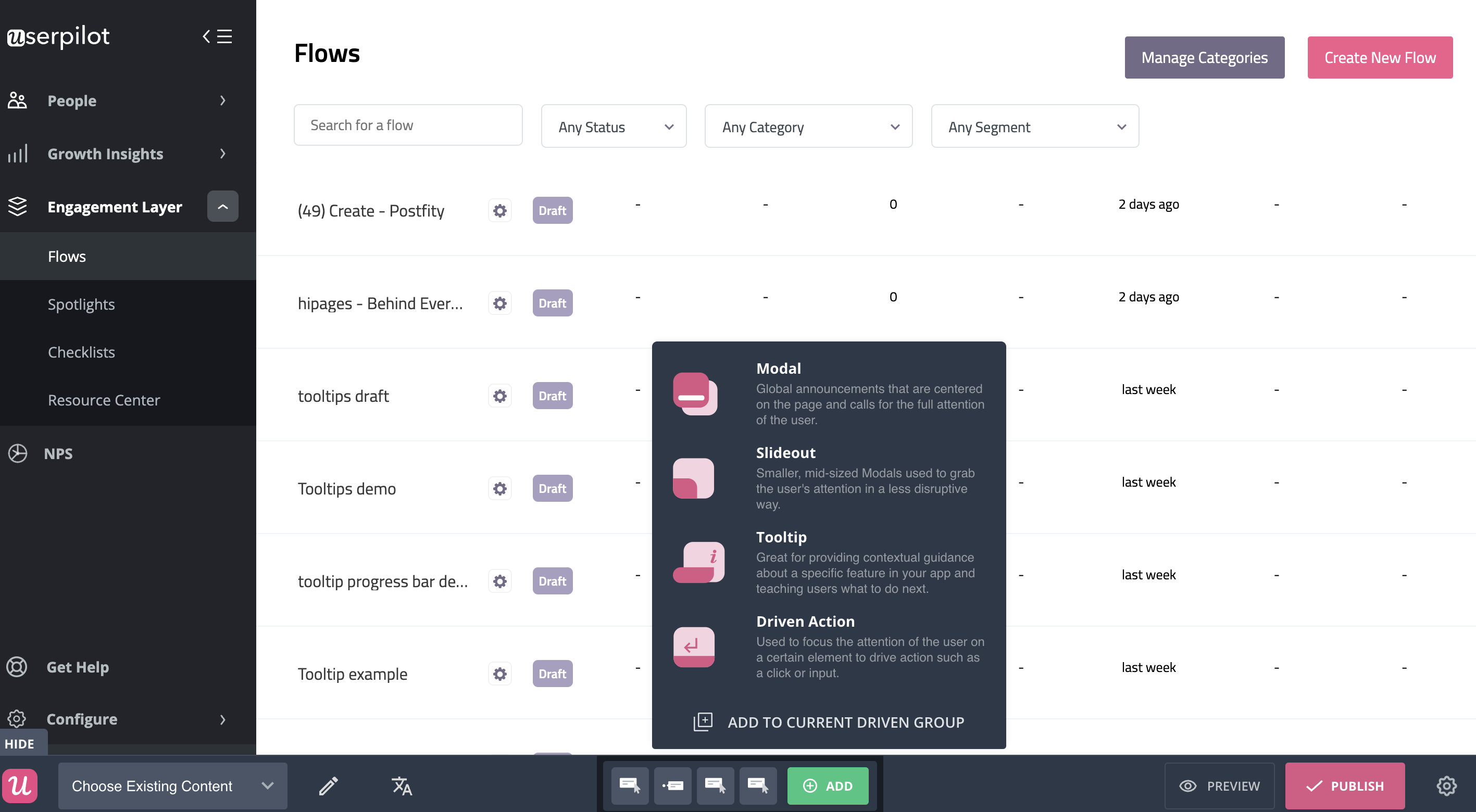 userpilot dashboard