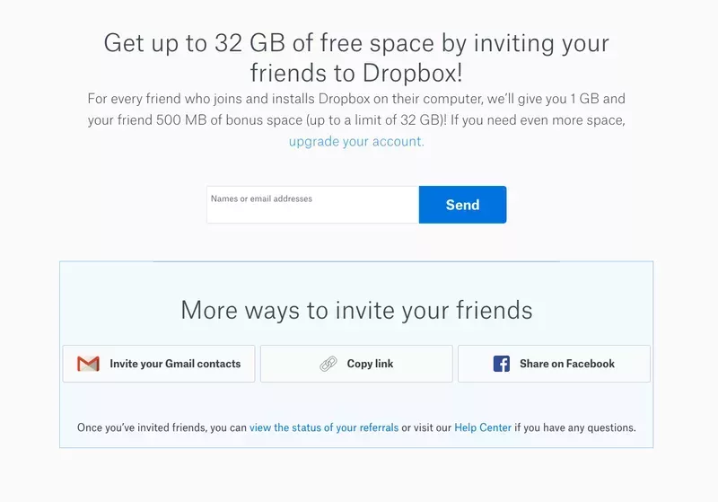 dropbox referral example - customer experience lifecycle