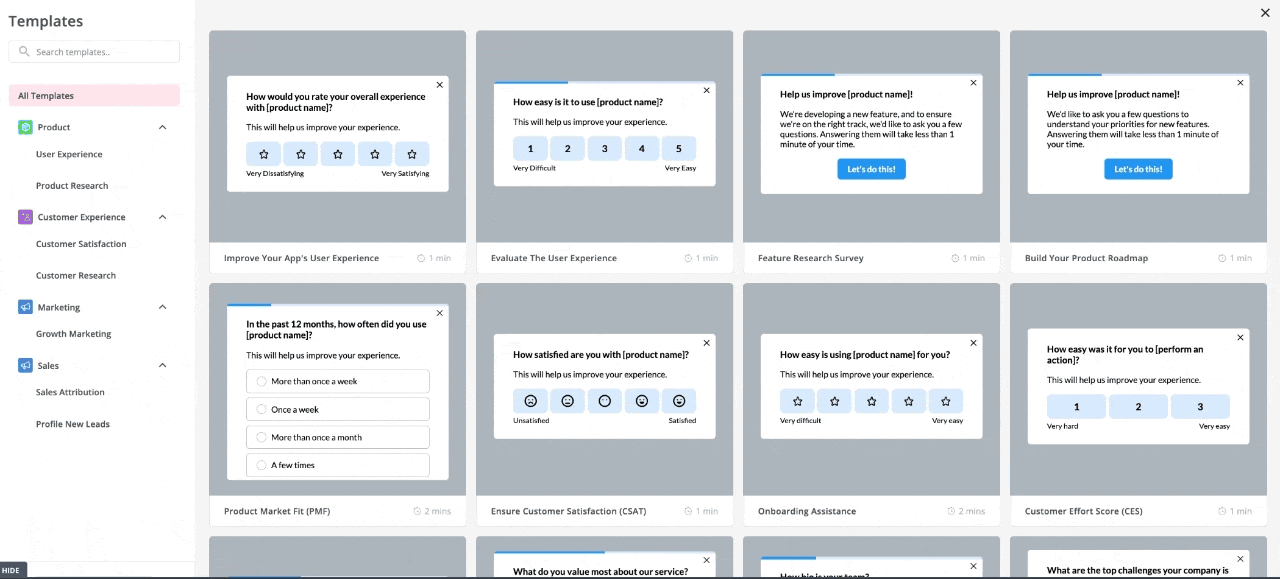 Survey templates in Userpilot