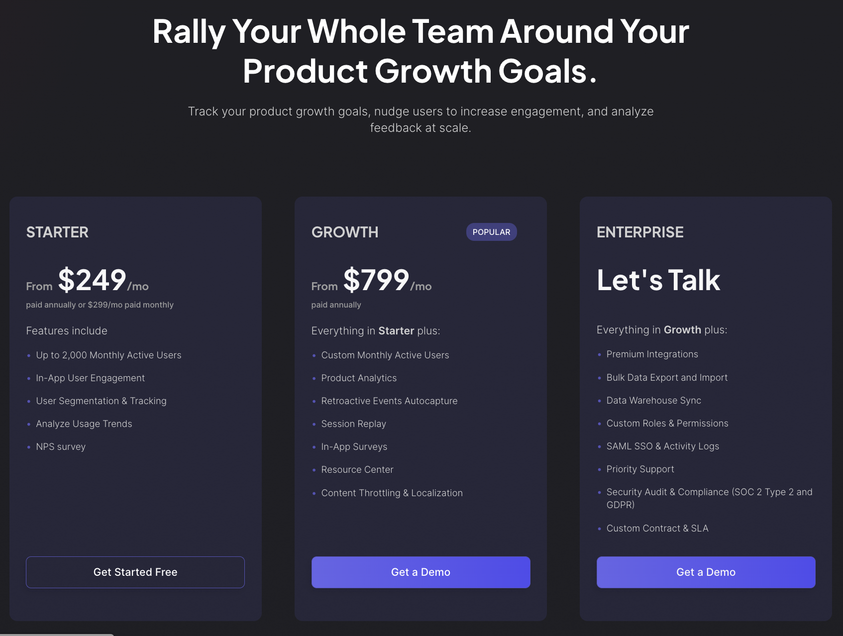 Userpilot pricing plan is designed to accommodate companies of all sizes.