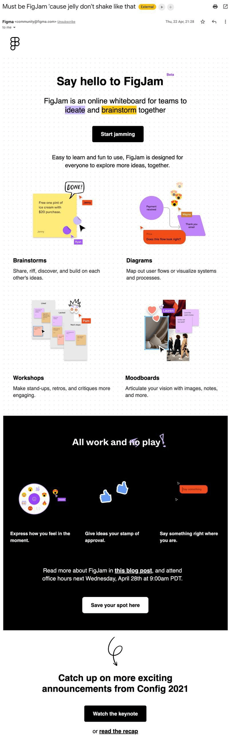 Figma FigJam product launch email.