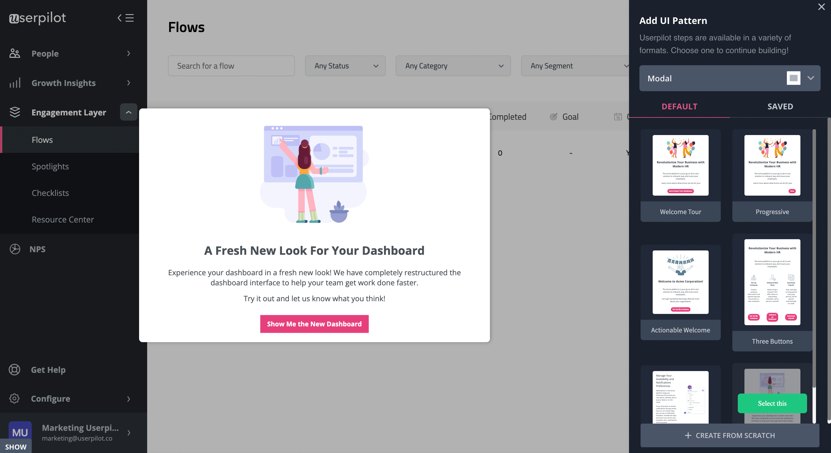 Create a release note with Userpilot in-app modal