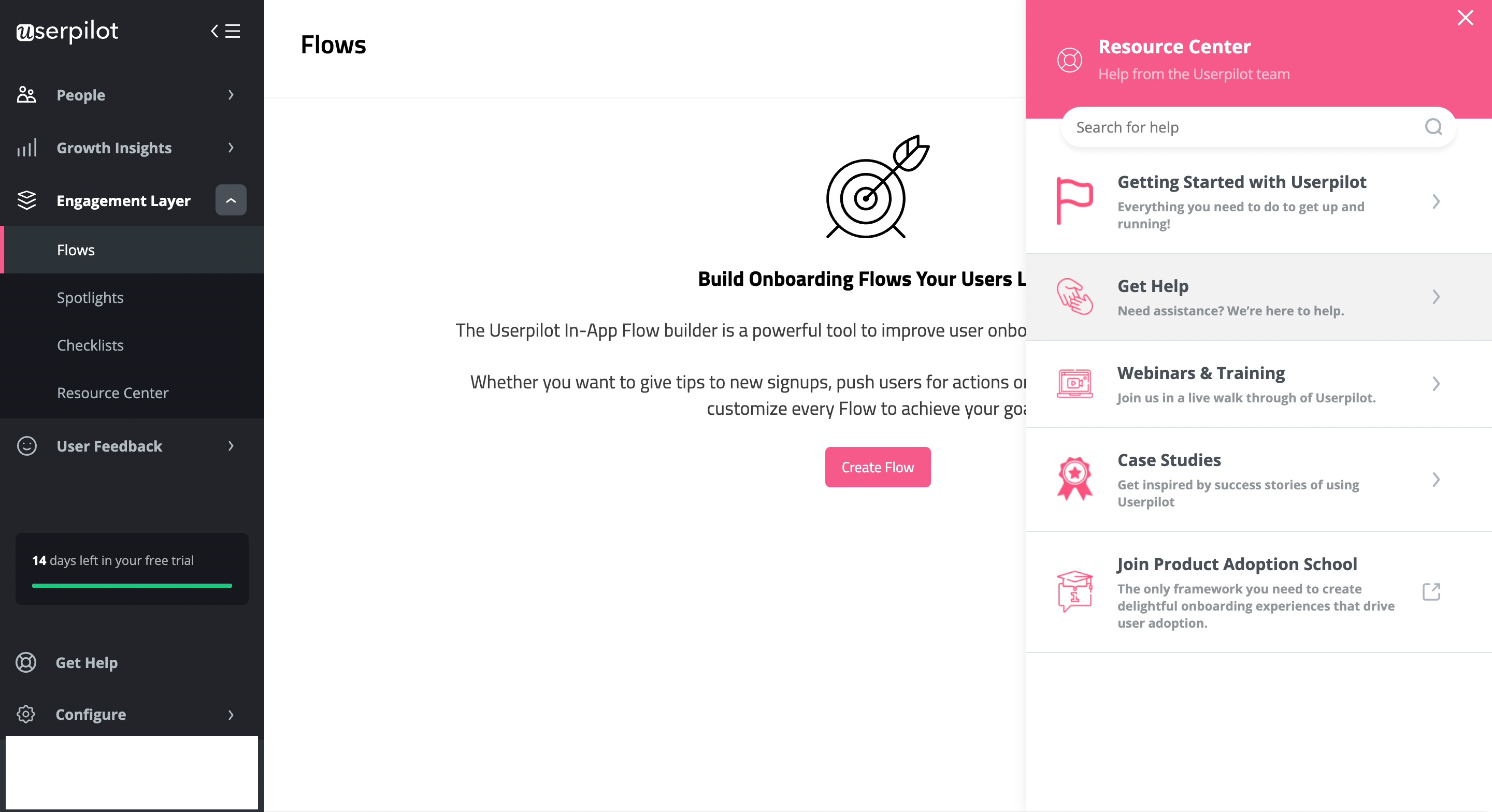 Userpilot's self-service center for better user engagement