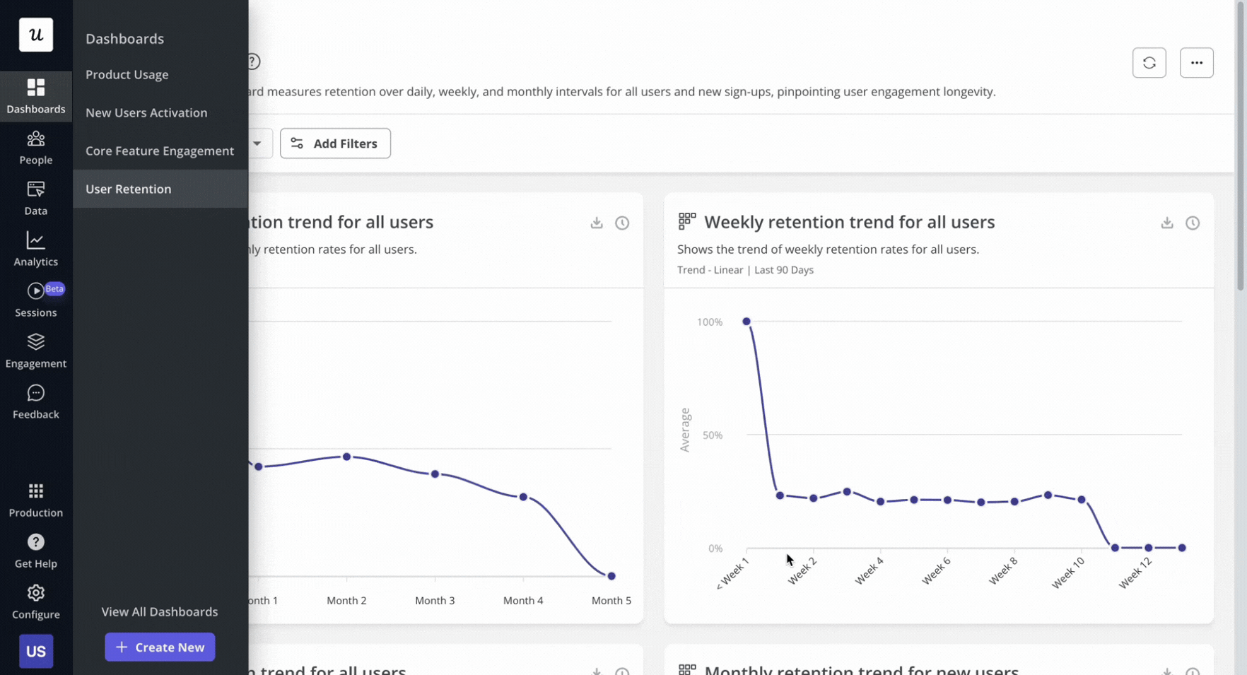 building dashboards on Userpilot for behavioral analytics