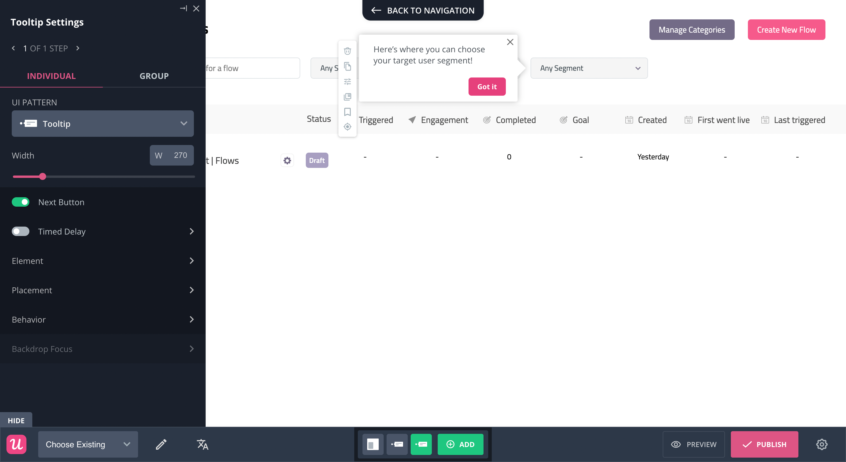 Build a tootip as part of an onboarding flow in Userpilot