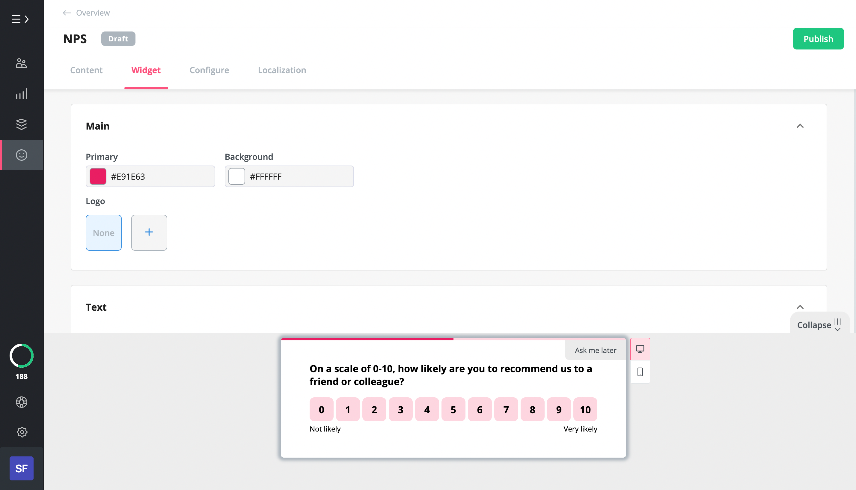 NPS survey design customization