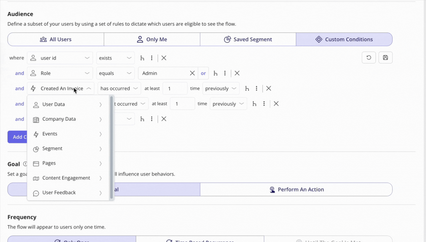 Userpilot audience segmentation rules