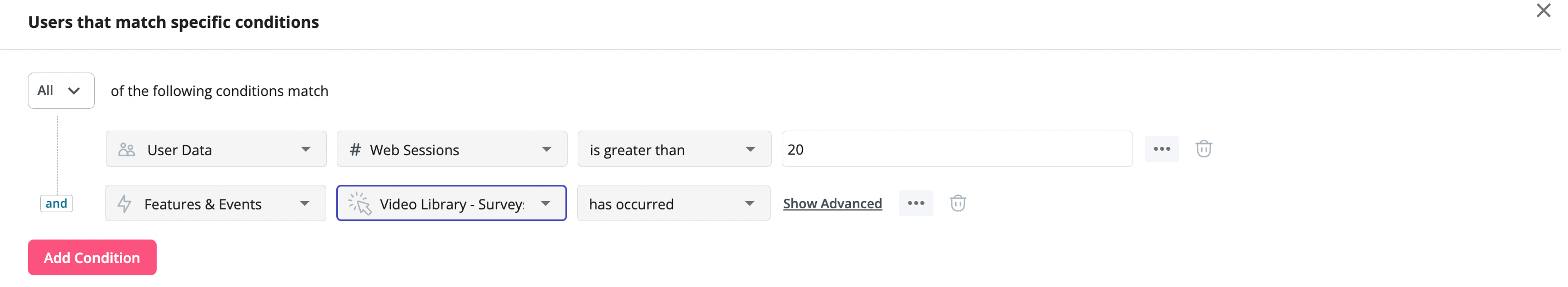 Behavioral segmentation in Userpilot