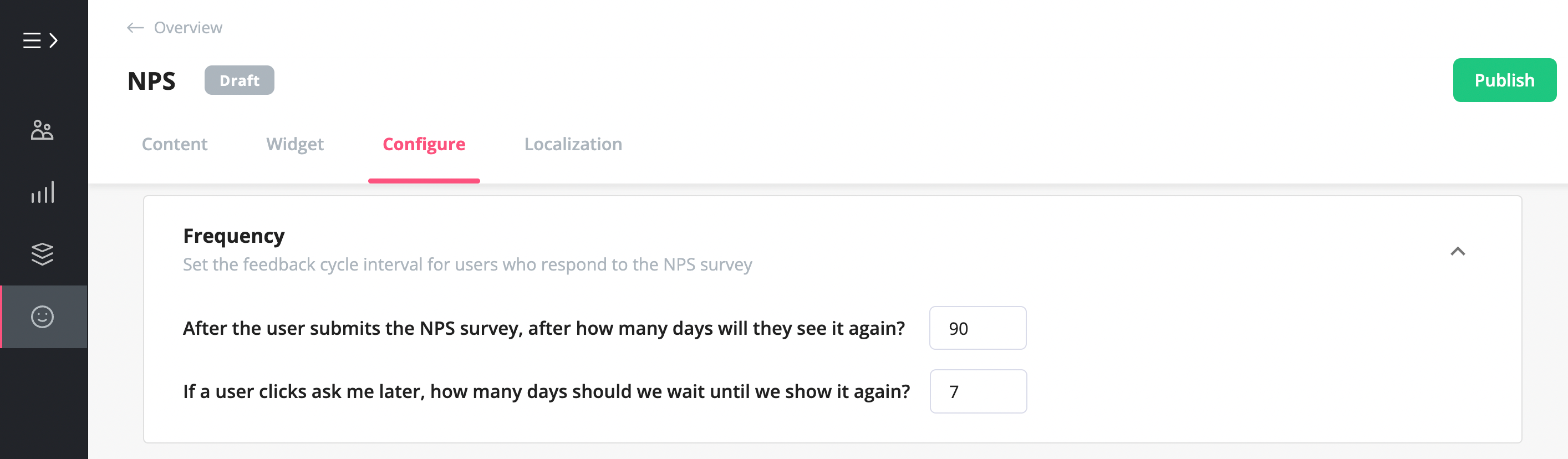 NPS frequency in Userpilot