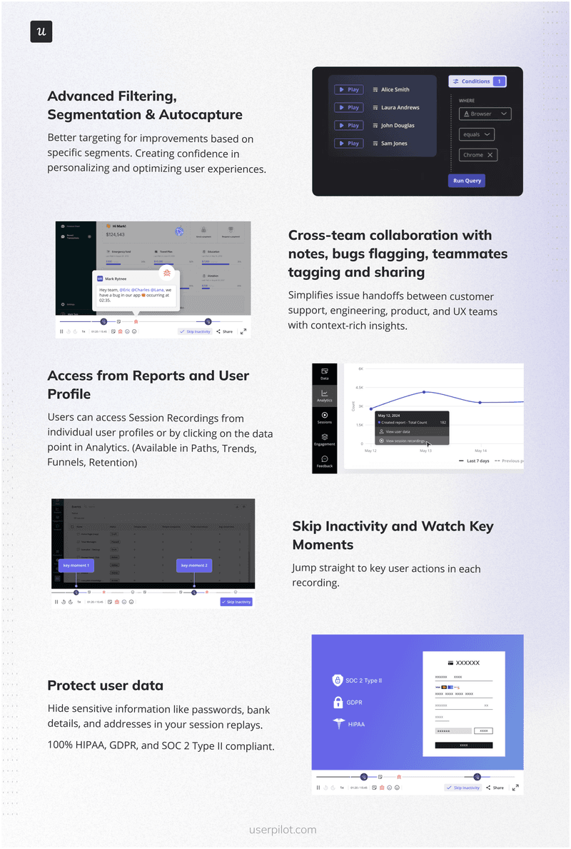 Userpilot session replay features