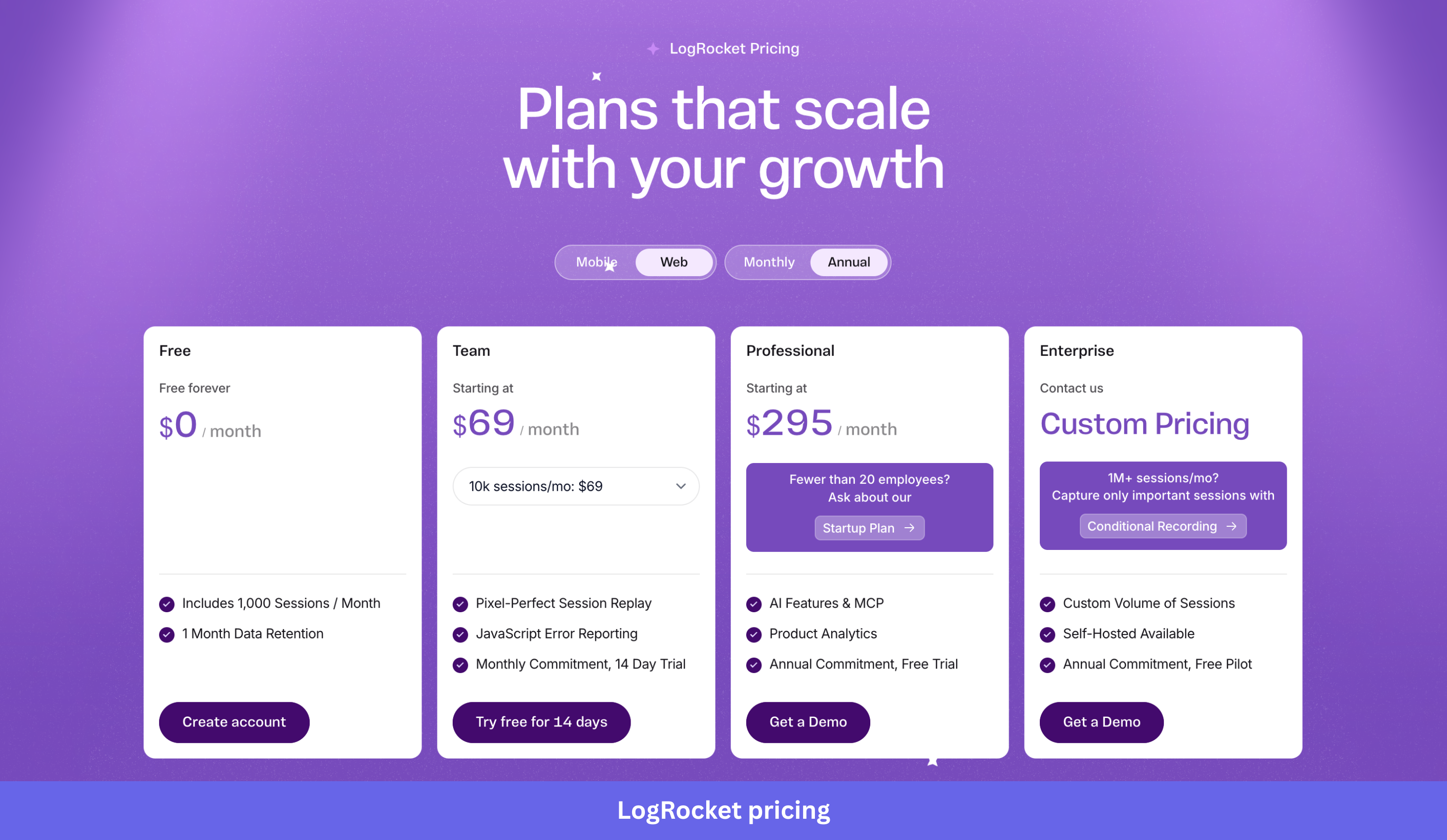 LogRocket pricing