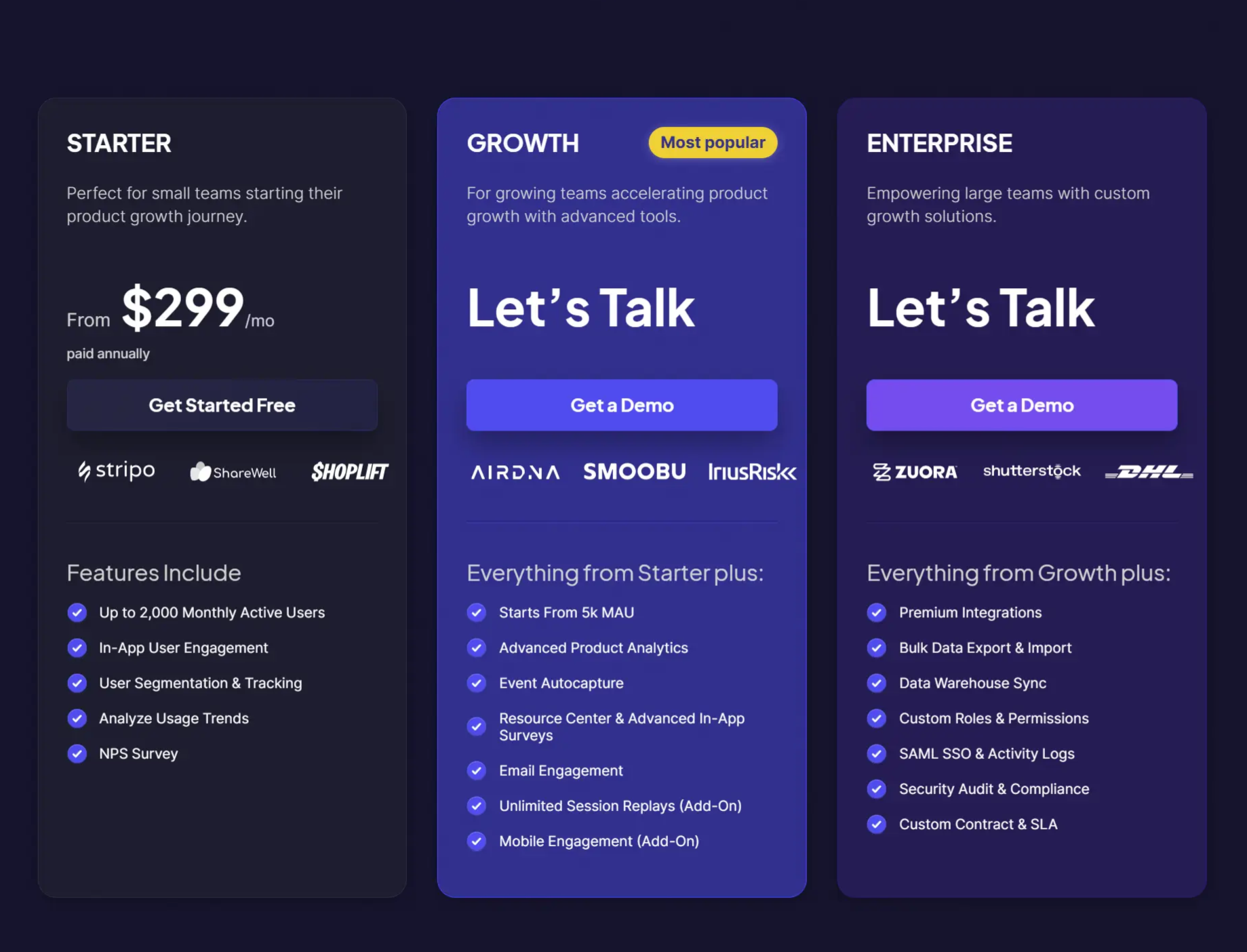 Userpilot pricing plans.
