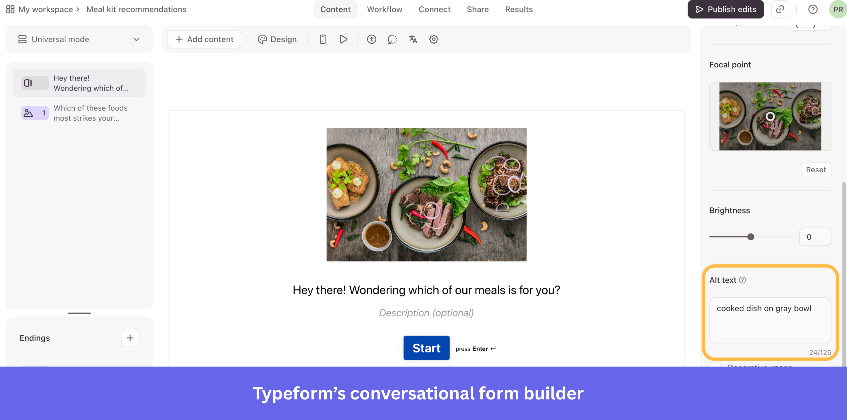 Typeform's conversational form builder feature