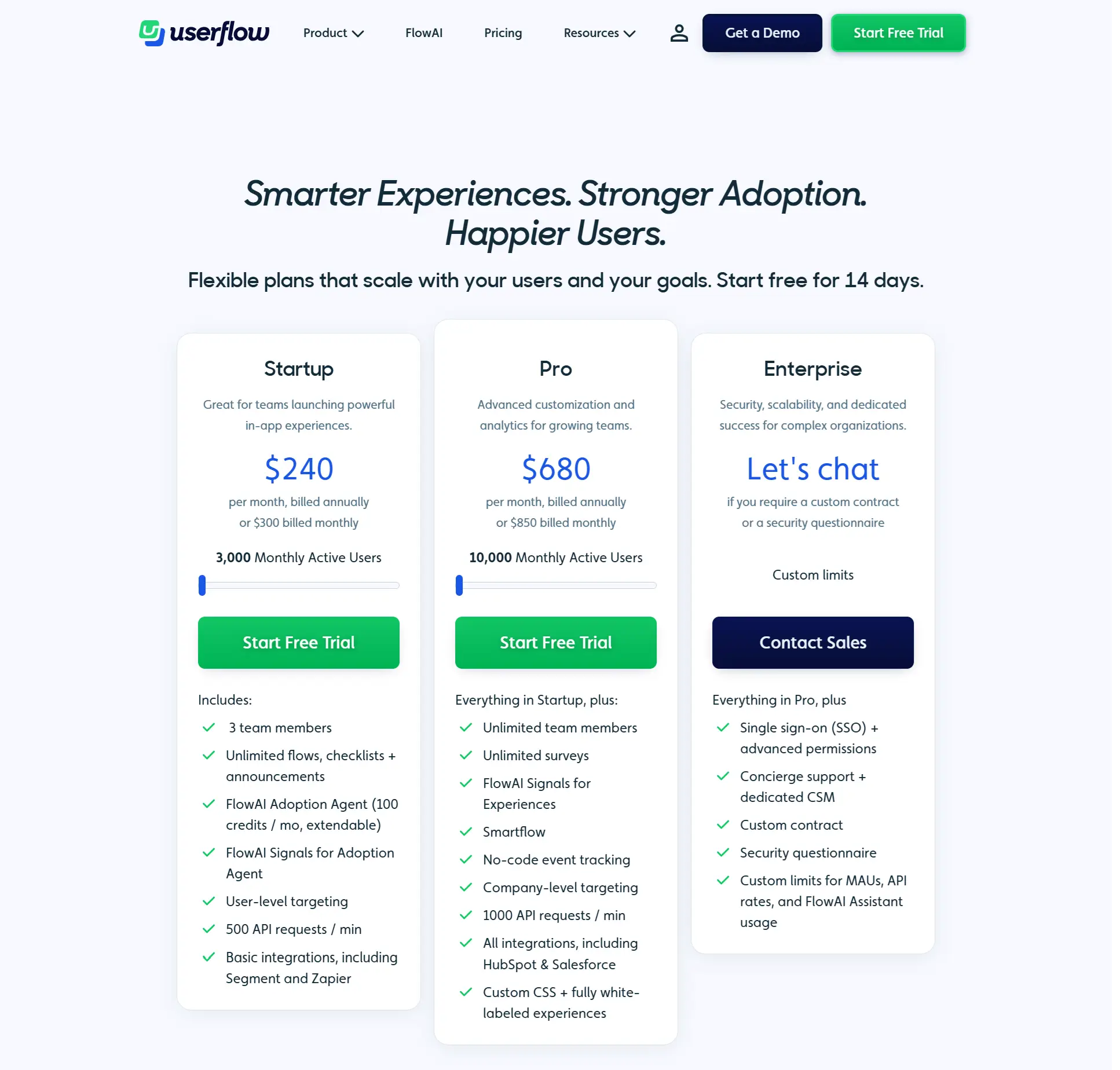 Userpilot Alternatives: Userflow pricing.