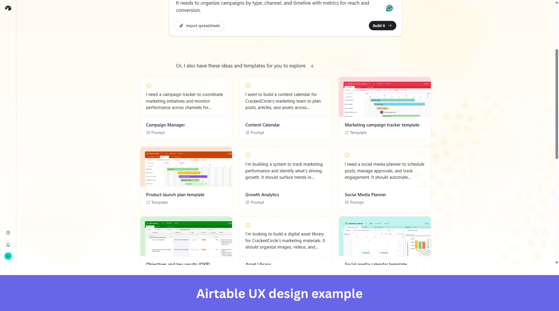 Airtable UX design example