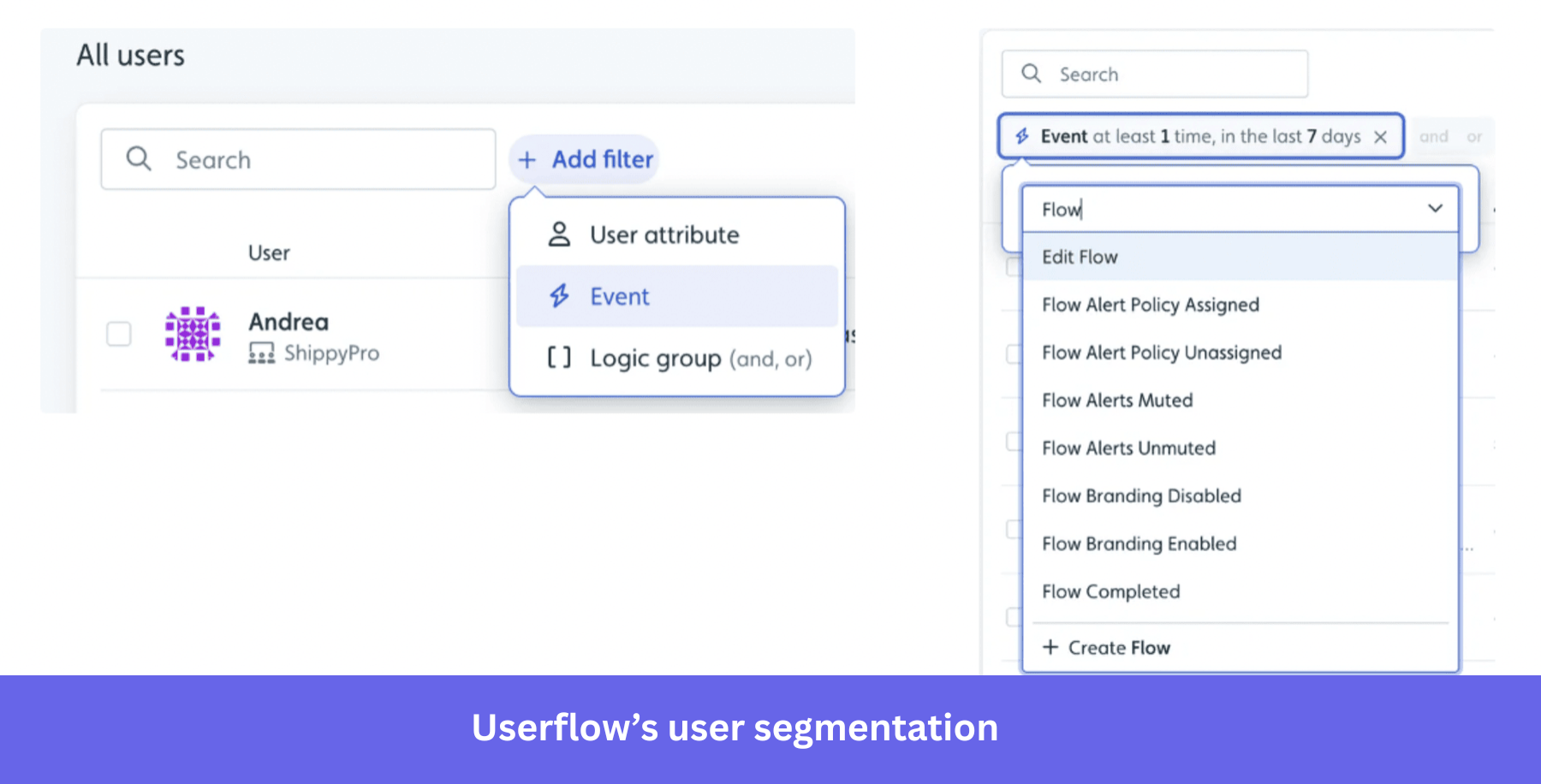 Userflow's user segmentation feature
