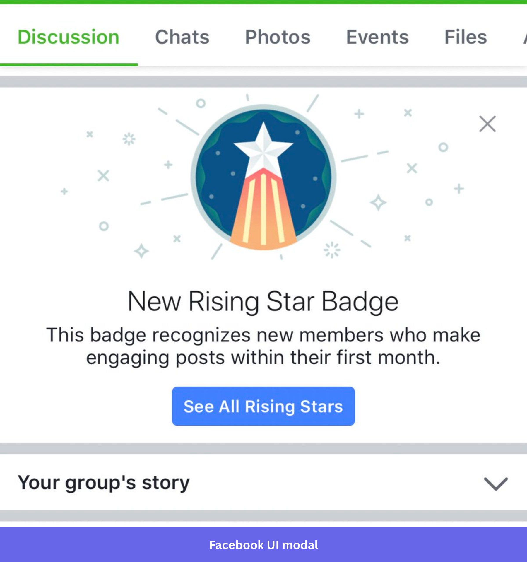 Facebook badge UI modal