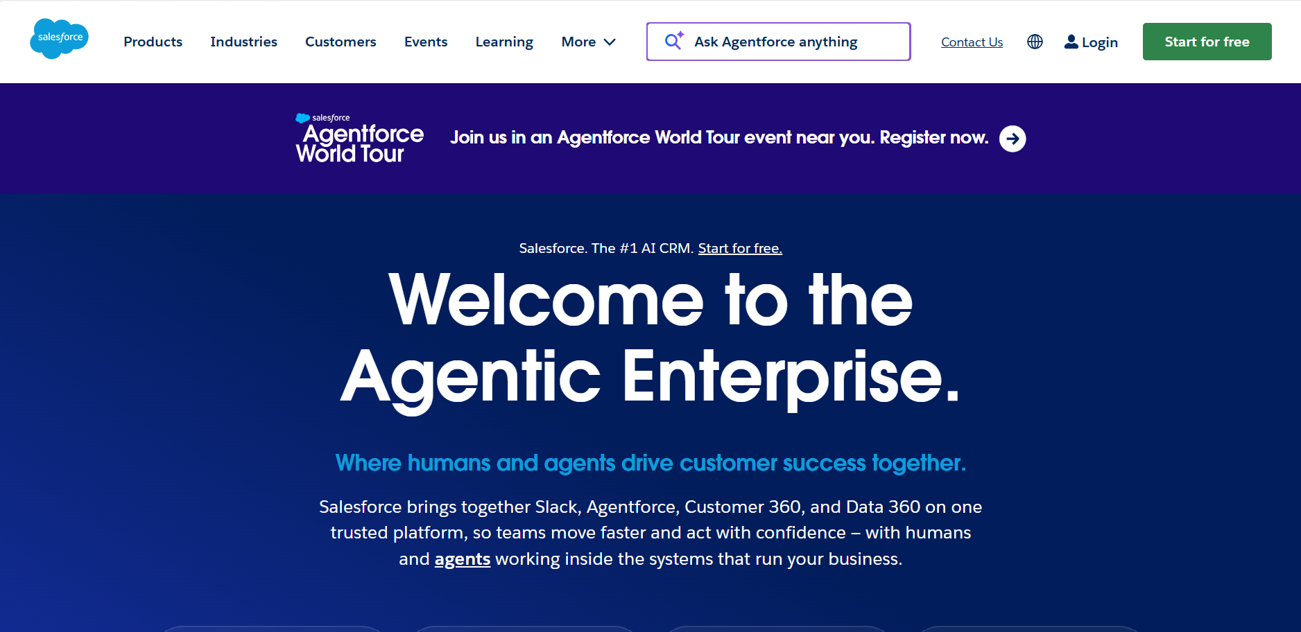 Salesforce's Agentforce World Tour banner.