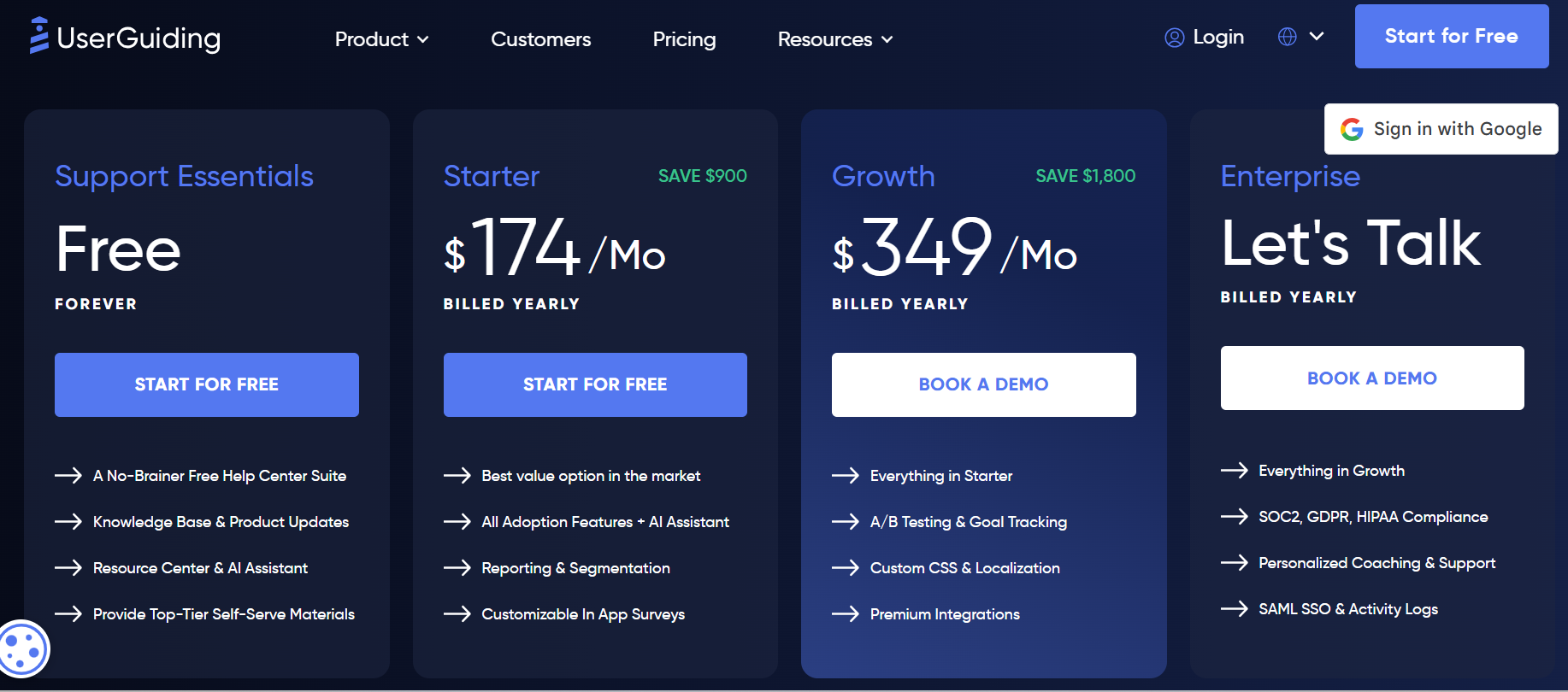 UserGuiding pricing.